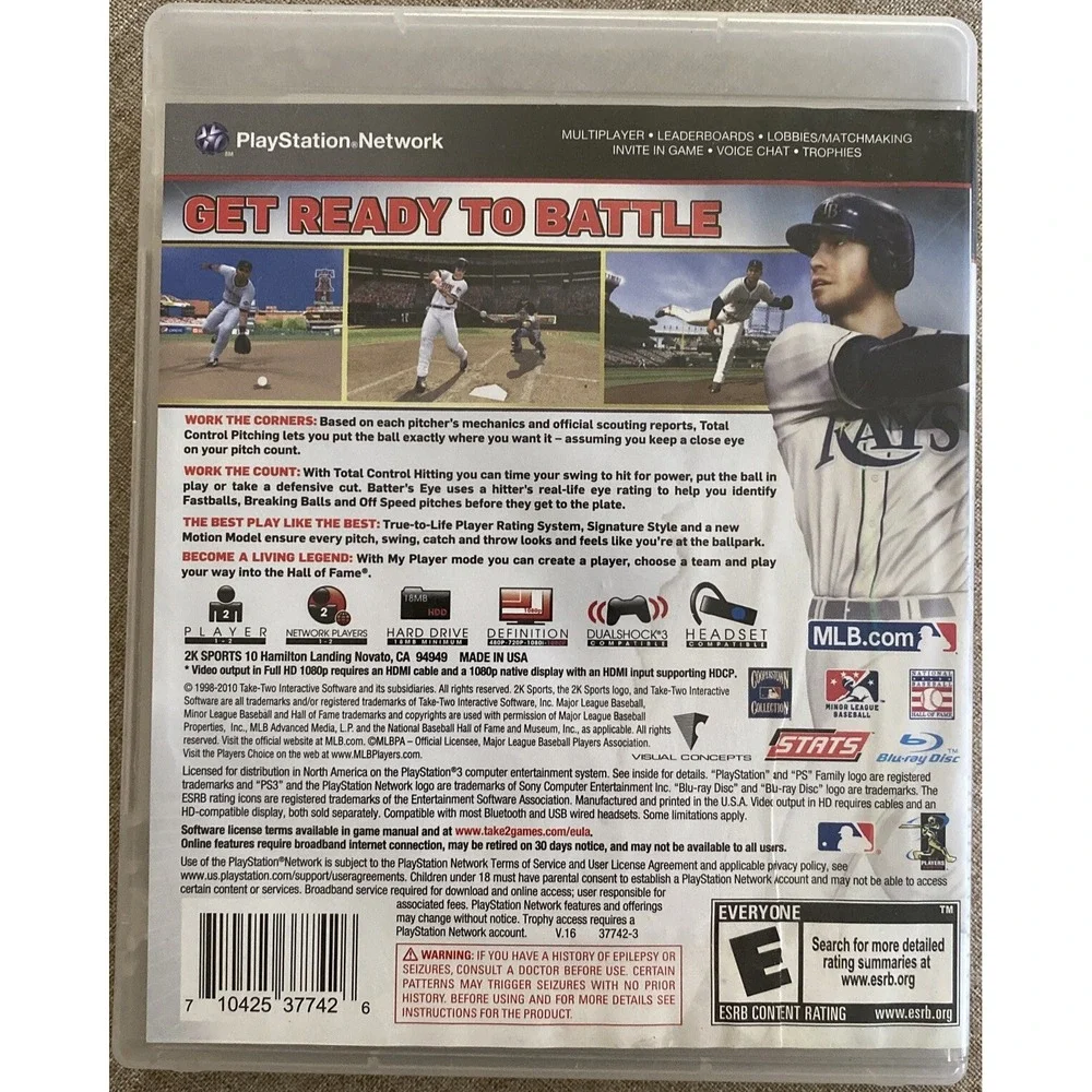 Major League Baseball‎ 2K10 Playstation 3 Game Complete Case With Manual